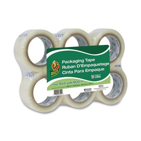 Shurtech Brands Duck, COMMERCIAL GRADE PACKAGING TAPE, 3in CORE, 1.88in X 109 YDS, CLEAR, 6PK 240054